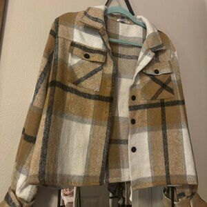Zeagoo Flannel Cropped Coat Top